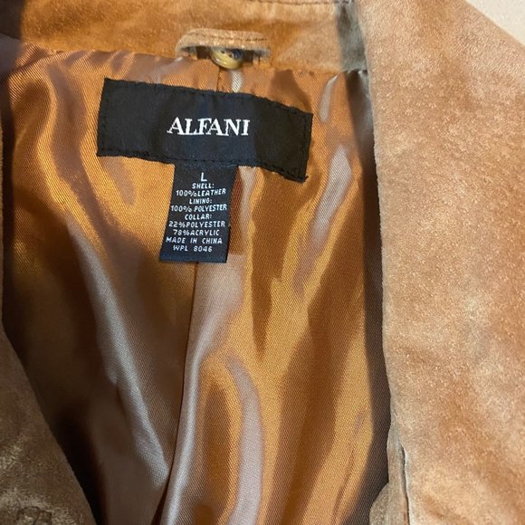 Alfani size large brown 100% leather button front jacket - Picture 8 of 8